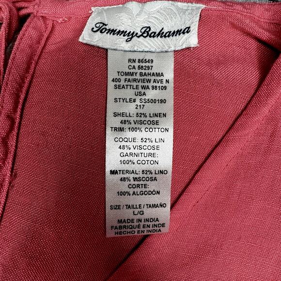 Tommy Bahama Large St. Lucia Linen Blend Split-Shoulder Dress Pink Swim Cover-Up - Picture 3 of 6